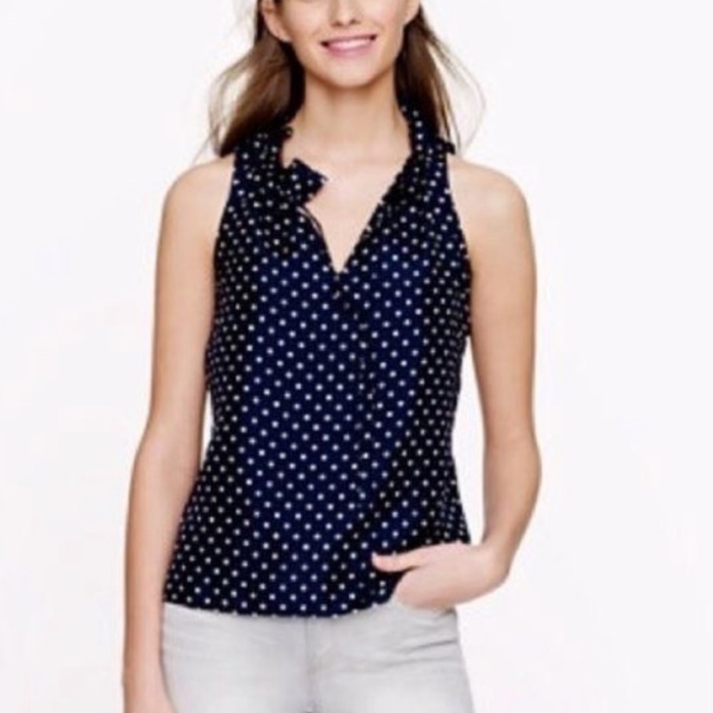 Jcrew blue polka dot top